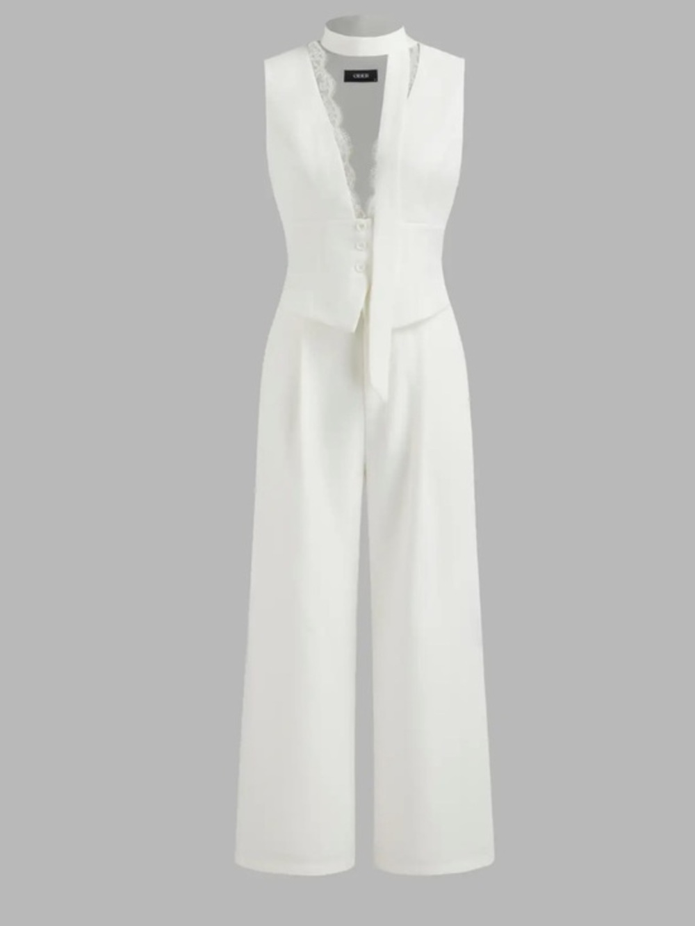 NWT Cider Sleeveless White Jumpsuit with Tailored Vest